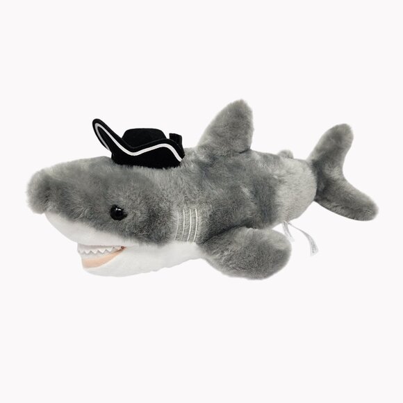 The Petting Zoo Pirate Shark Plush 16 Inch Stuffed Animal Gray Soft Toy Hat - Picture 1 of 7